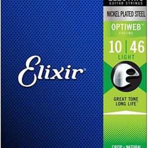 Elixir Optiweb Electric Guitar Strings Light 10-46 (3 Pack Bundle) - Best Coated Strings on the Market 19052