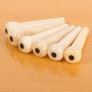 Stewmac Bone Guitar Bridge Pins with Black Dot Inlay, Unslotted, Set of 6